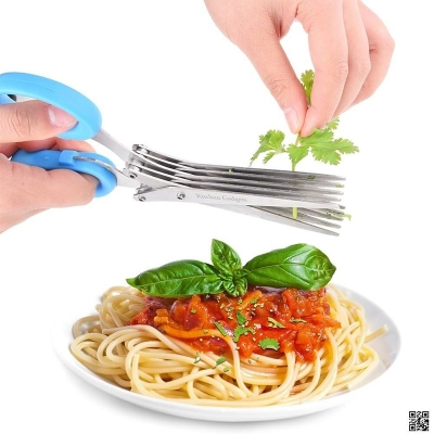 Picture of Herb Scissor 5 Blades, Cuts, Slices and Chops Herbs 5x Faster - Ideal Time-Saving KitchenTools