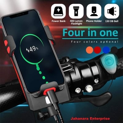 Picture of 4 in 1 Bicycle USB Rechargeable Led Bicycle Light with Horn and Mobile Holder With PowerBank