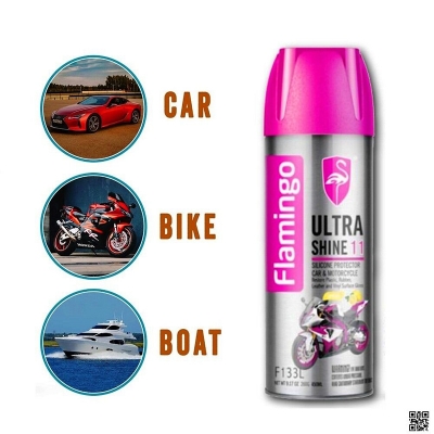 Picture of Flamingo Ultra Shine 11 250ml / 450ml(F116L)Dashboard Polish- Car Motorbike Leather, Plastic, Rubber, Wood Spray Polish Dashboard & Leather Wax ( Cleans&Shines)