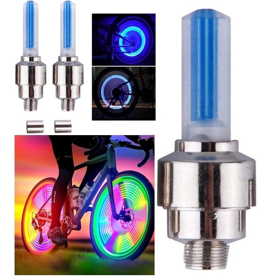 Picture of New LED Bicycle Wheel Lights Multi-Color Reflective Safety Bike Reflector for Cycling Safety & Visibility - Universal Valve Compatibility