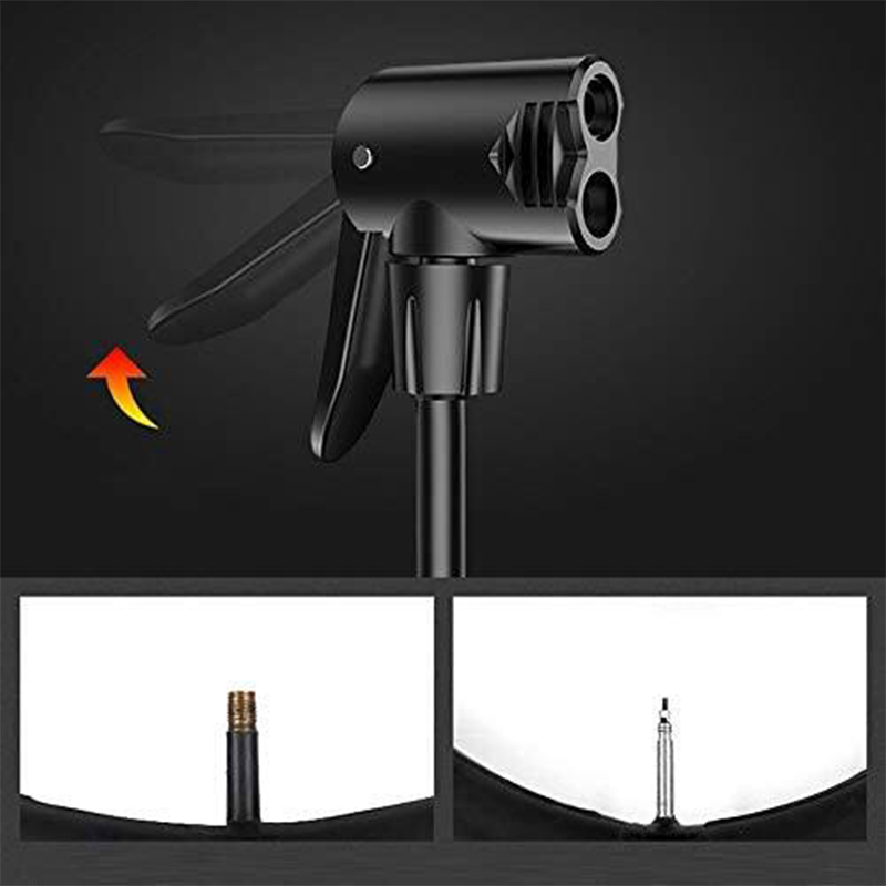 Picture of Mini Portable Bike, Bicycle Tire Hand Foot Activated Floor Pump with Presta Schrader Dunlop Valves Extra Valve and Gas Needle