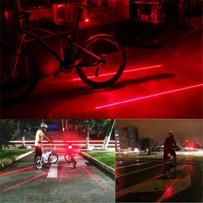 Picture of Bicycle Lasers Lights Waterproof 5 LED 2 Lasers 3 Modes Bike Taillight Safety Warning Light Bicycle Rear Bycicle Light Tail Lamp