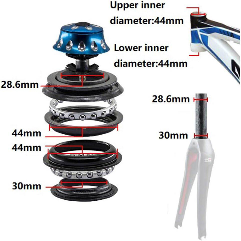 Picture of Bicycle Headset Aluminium Alloy Bike Front Fork Stem Headset Replacement Bike Accessory for Most Bike with 44mm Head Tube