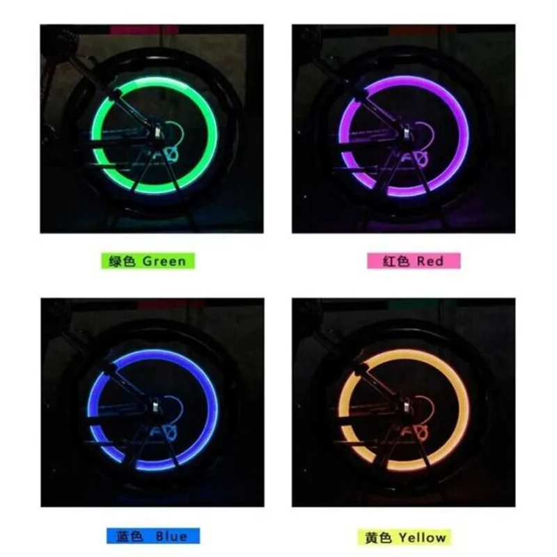 Picture of Bike Motorcycle Cycling LED 1 Pair Rainbow RGB Color Bike Wheel Tire Light