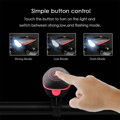 Picture of Rechargeable Bike Horn and Light 140 DB with Super Bright 250 Lumen Light 3 Modes