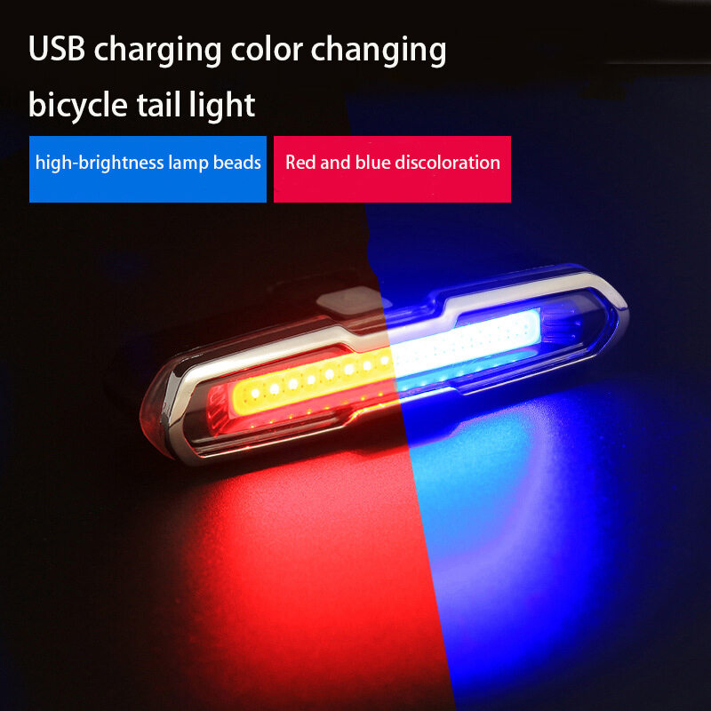 Picture of Bicycle 5 Modes LED USB Rechargeable Sleek Design Tail Light with Multicolor Lights