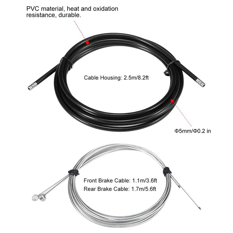 Picture of Bicycle V-Brake & Brake Levers & Cable Cycling Handlebar Short Brake Clutch Lever Gear Cable Wire & Hosing Full Set Bicycle Accessories
