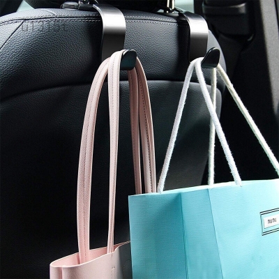 Picture of 2 PCS Universal Car Vehicle Back Seat Headrest Hanger Holder Hook for Shopping Bag Purse Cloth Coat Grocery Handbags Grocery Bag
