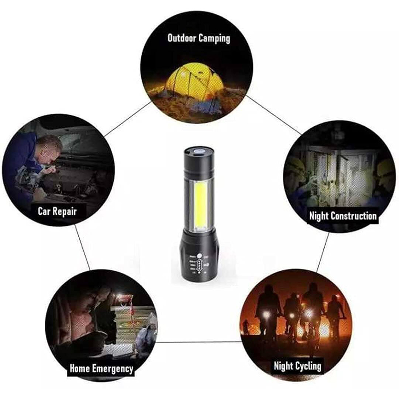 Picture of LED Flashlight Small Portable Lamp Pocket Torch for Camping, Fishing (Black, Multicolour)Pocket Size Mini Aluminum - সাইকেল