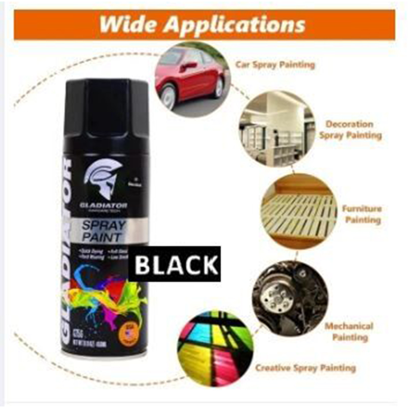 Picture of Spray Paint Matt Black 450ml Gladiator Spray Paint (04 Matt Black) Automatic hand spray paint, anti-rust Aerosol Spray Paint, metal furniture wood Spray Paint For car Motorcycle graffiti wall