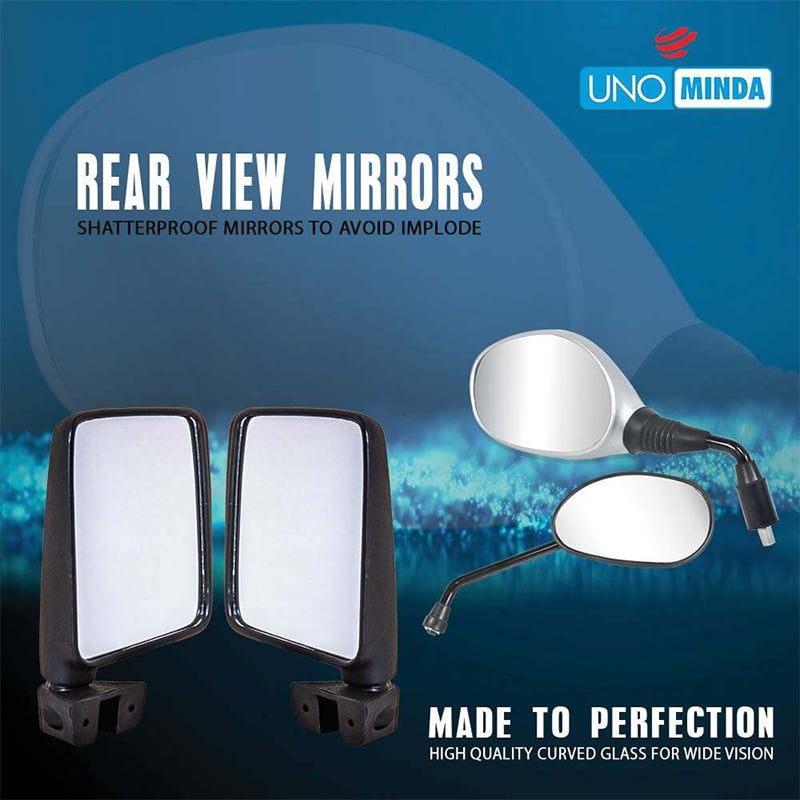 Picture of Shatterproof Glass Rear View Mirror(Black)-2pc For Hero Passion Pro, Splendor Pro
