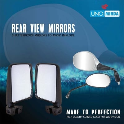 Picture of Shatterproof Glass Rear View Mirror(Black)-2pc For Hero Passion Pro, Splendor Pro