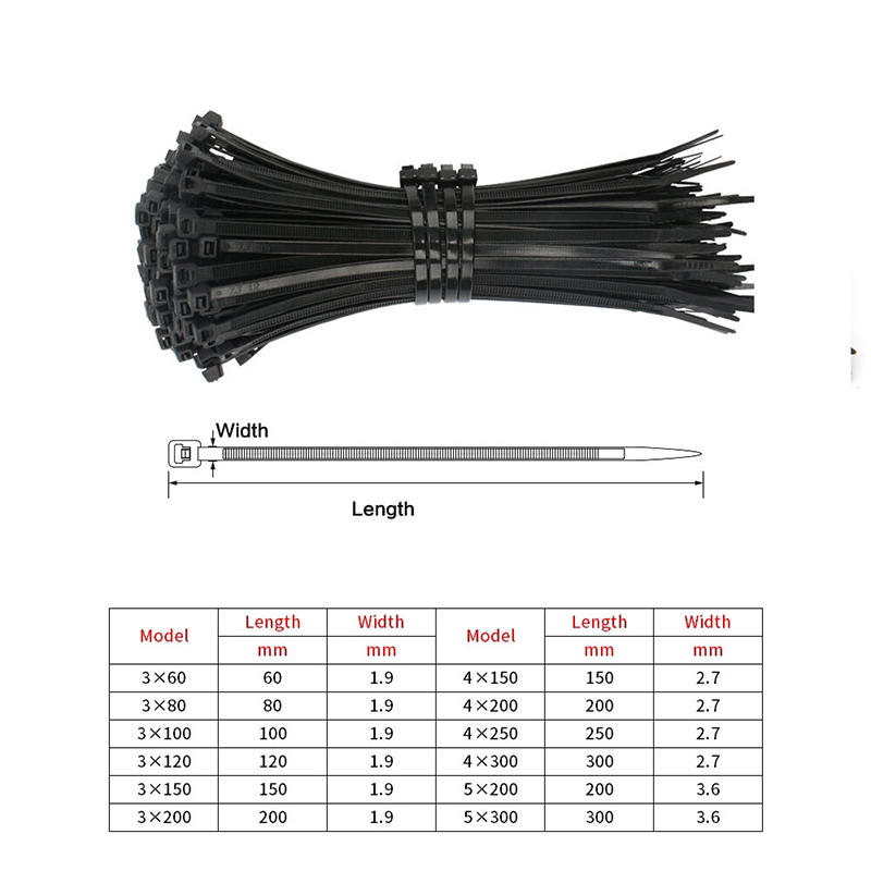 Picture of 6 Inch (4x150mm) Cable Tie 100 Pcs Black Nylon Plastic Cable Tie