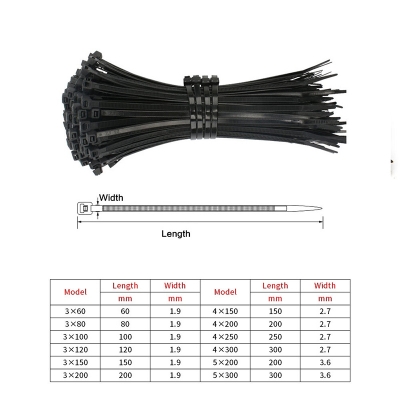 Picture of 6 Inch (4x150mm) Cable Tie 100 Pcs Black Nylon Plastic Cable Tie