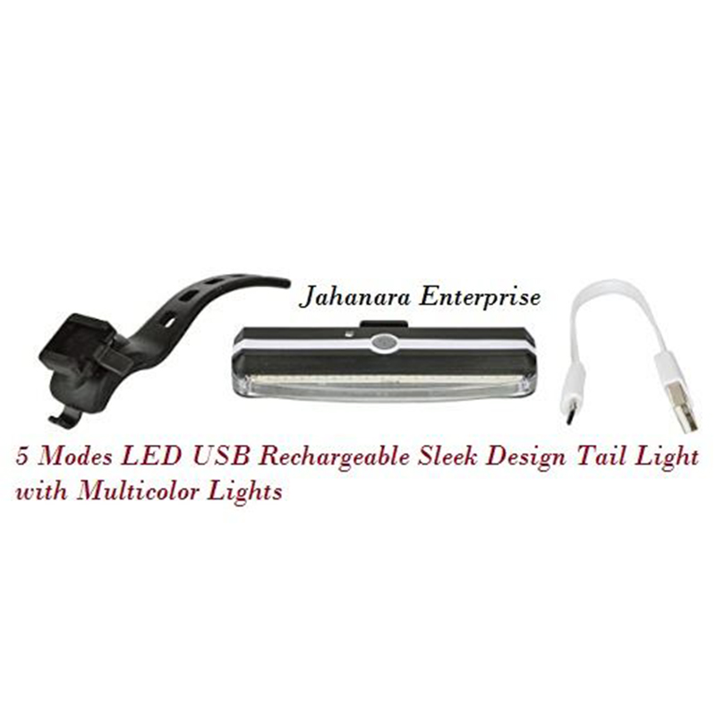 Picture of Bicycle 5 Modes LED USB Rechargeable Sleek Design Tail Light with Multicolor Lights