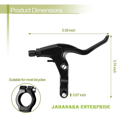 Picture of 2 Pieces Mountain Bike Brake Aluminum Alloy Brake Handles with 3 Finger Design 2.2 cm Diameter and 2pc Brake Cables Wires Free - সাইকেল