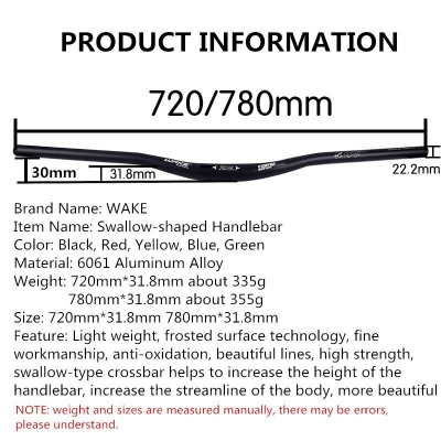 Picture of WAKE Aluminum Alloy Swallow Handlebar 780mm High-Quality Cycling Part