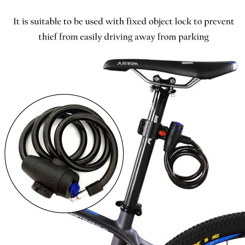 Picture of Bicycle Anti-Theft Lock MTB Road Bike Chain Lock Outdoor Basikal Security Kunci Spiral ring Lock basikal kunci 2 Key