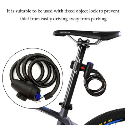 Picture of Bicycle Anti-Theft Lock MTB Road Bike Chain Lock Outdoor Basikal Security Kunci Spiral ring Lock basikal kunci 2 Key