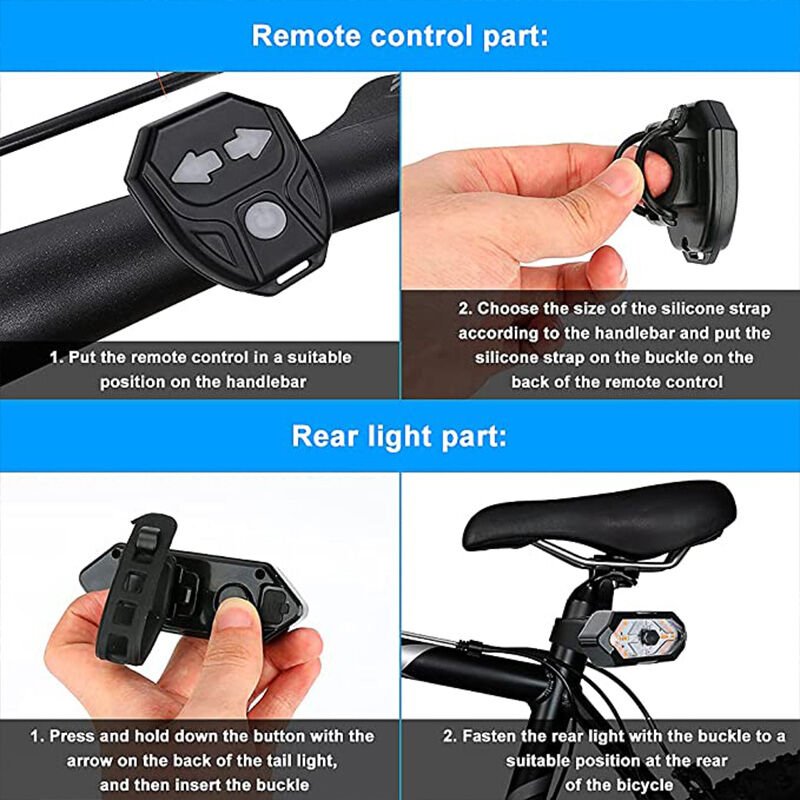 Picture of Bicycle Tail Light USB Rechargable Smart Wireless Remote Control Turn Signal LED Rear Break Light (Black) - সাইকেল