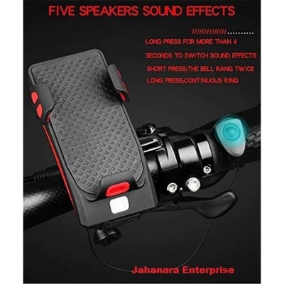 Picture of 4 in 1 Bicycle USB Rechargeable Led Bicycle Light with Horn and Mobile Holder With PowerBank