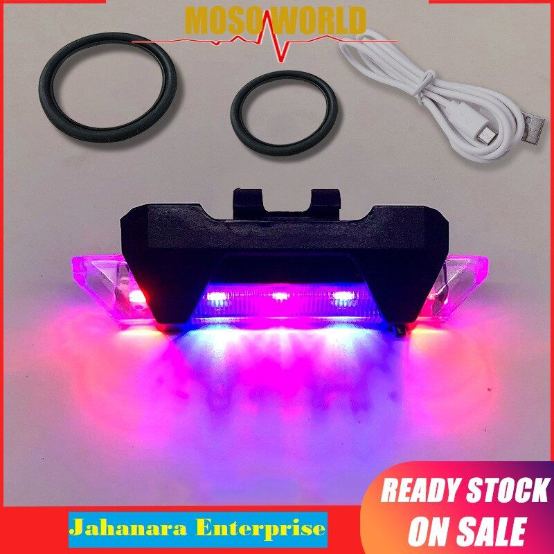 Picture of Waterproof Lampu Helmet Usb Rechargeable Bicycle Rear Light Multicolor Bike Light - সাইকেল