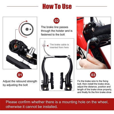 Picture of Complete Bike Brake Set, Black Front and Rear Bike MTB Hybrid Brake Inner and Outer Cables and Lever Kit Includes Callipers Levers Cables Black