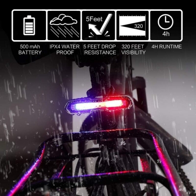 Picture of USB Rechargeable Tail Light RED High Intensity Rear LED Accessories for any Bicycles, Helmets Bicycle Accessories