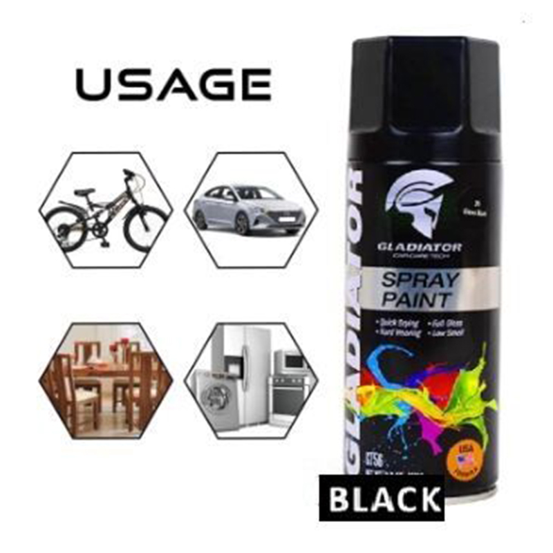 Picture of Spray Paint Matt Black 450ml Gladiator Spray Paint (04 Matt Black) Automatic hand spray paint, anti-rust Aerosol Spray Paint, metal furniture wood Spray Paint For car Motorcycle graffiti wall
