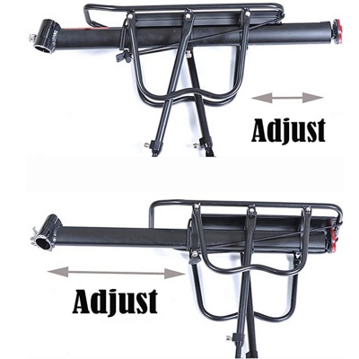 Picture of Adjustable Aluminum Bike Rear Rack Carrier with Reflectors, 100kg Capacity, New - Cycling Cargo Pannier Holder