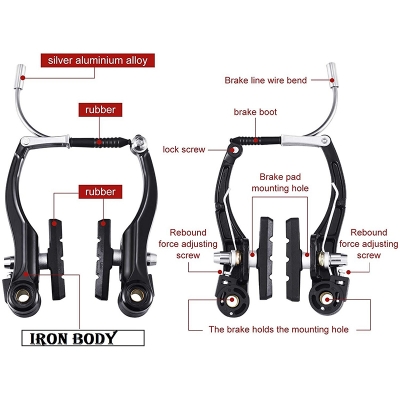 Picture of Complete Bike Brake Set, Black Front and Rear Bike MTB Hybrid Brake Inner and Outer Cables and Lever Kit Includes Callipers Levers Cables Black