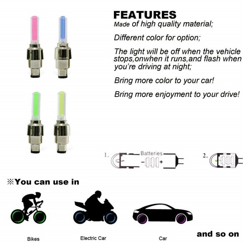 Picture of LED Bike Wheel Lights fit most bicycles, motorcycles and cars.Tire Neon Led Light