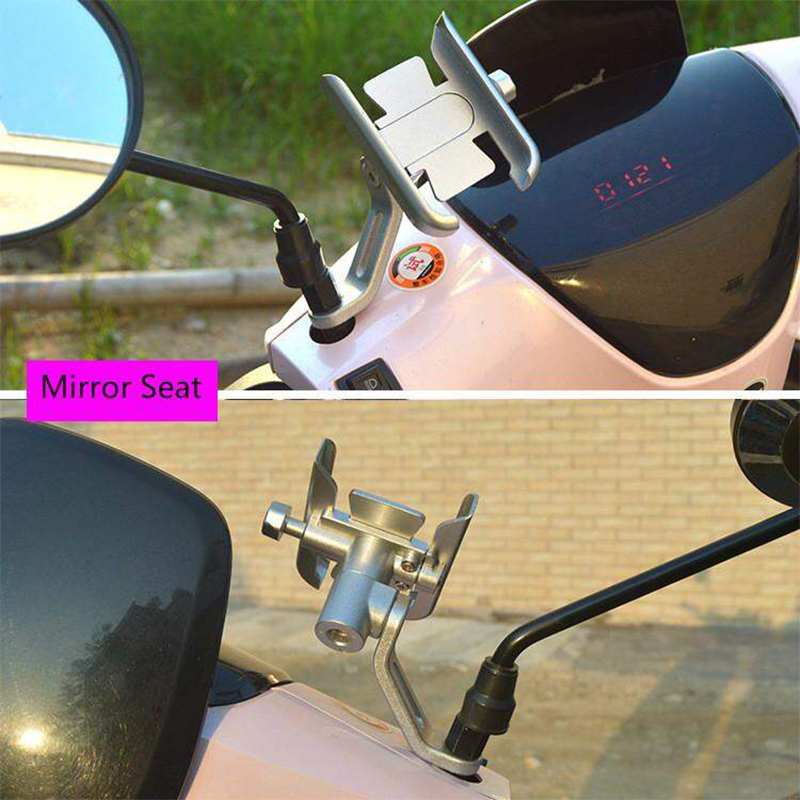 Picture of Universal Metal Bike Phone Rack Aluminum Alloy Bicycle Mobile Phone Holder Motorcycle Bike Handlebar & Looking Glass Mount