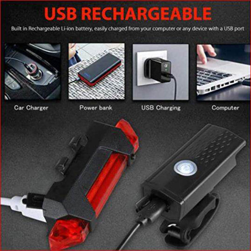 Picture of MTB Bike Front Lights USB LED Rechargeable Waterproof Mountain Bike Headlight Bicycle Safety Warning Light Cycling Accessories