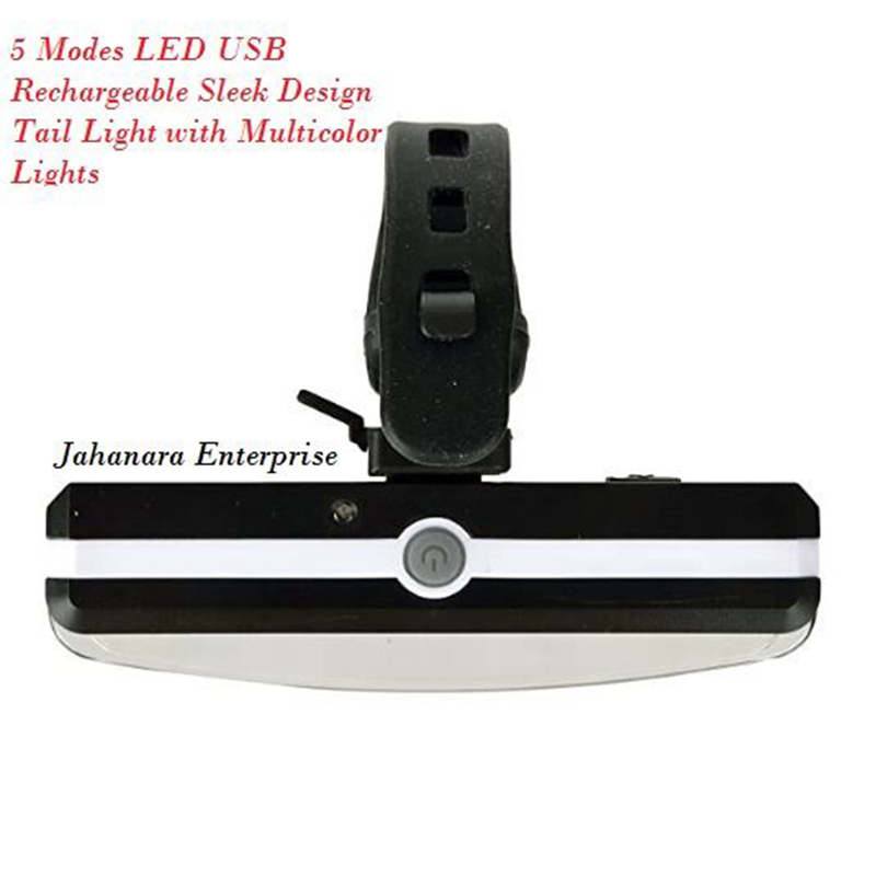 Picture of Bicycle 5 Modes LED USB Rechargeable Sleek Design Tail Light with Multicolor Lights