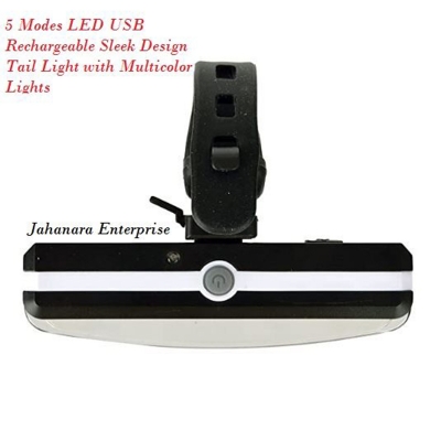 Picture of Bicycle 5 Modes LED USB Rechargeable Sleek Design Tail Light with Multicolor Lights