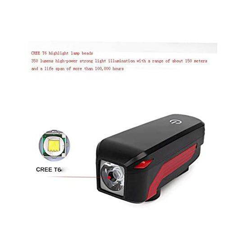 Picture of Bicycle Horn Light Waterproof Finger Print Touch Usb Charging Front Handlebar Alarm Warning Safety T6 Front Lights - Cycle Accessories