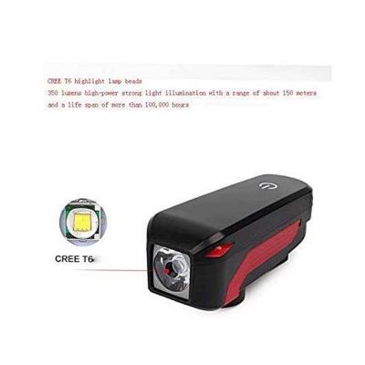 Picture of Bicycle Horn Light Waterproof Finger Print Touch Usb Charging Front Handlebar Alarm Warning Safety T6 Front Lights - Cycle Accessories