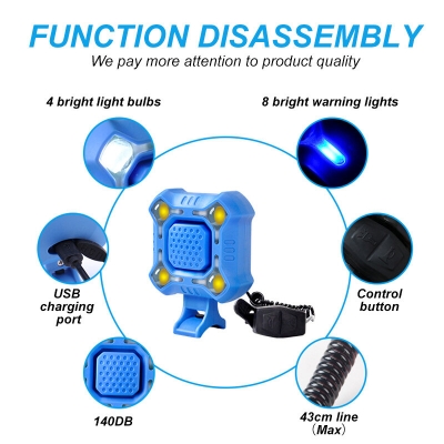 Picture of Bike Bell 4 Lamp Cycling Light 1200mAh Electric Horn Waterproof USB Charging Loud Alarm Security Bicycle Bell