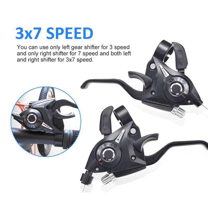 Picture of Bicycle Derailleur Mtb Gear Shifter/Brake 3 X 7 Speed Lever Vbrake Bike Trigger Shifter Brake Handbrake Bike Accessories Full Set 2Pc - সাইকেল