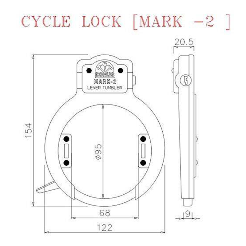 Picture of Bicycle Frame Lock SideKey Lever Tumbler Single Locking Mechanism (Made in india) Bicycle Accessories