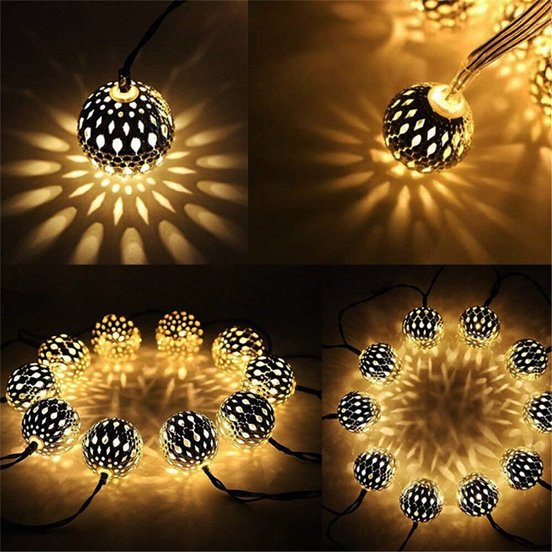 Picture of Home Decoration Light Metal Balls String Lights LED Globe Light Christmas Holiday Wedding Garland Home Party Decor