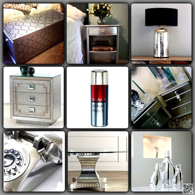 Picture of Sanvo Spray Paint (318 Bright Chrome) Metallic Bright Chrome Color Aerosol Spray Paint