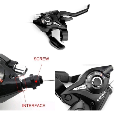 Picture of Mountain Bike Brake Lever, Bicycle Brake Shifter Set Visible Optical Gear Display Indicator with Brake Cable 3 Speed×7 Speed (Right &Left) 2 pcs Bicycle Accessories