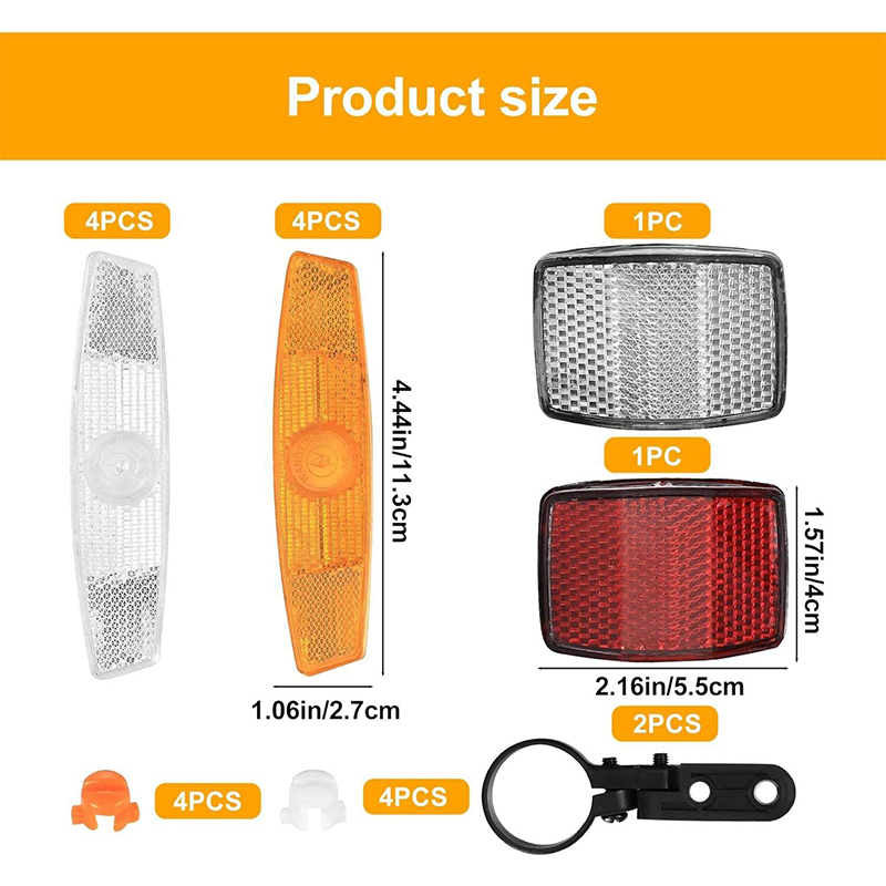 Picture of Reflectors for Bicycle Spokes, Includes 4 Pcs Reflectors Spokes Bicycle Wheels, 2 Pcs Reflectors Reflectors for Front Rear Bike Wheel for MTB Bicycle