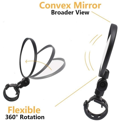 Picture of Bicycle bike cycling rear mirror handle bar back rear view broad wide angle mirror 1pc