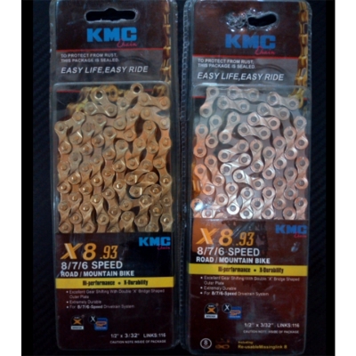 Picture of KMC X8.93, 6,7,8 Speed Chain for Trekking 116 Links Golden Plated