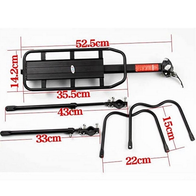Picture of Adjustable Aluminum Bike Rear Rack Carrier with Reflectors, 100kg Capacity, New - Cycling Cargo Pannier Holder