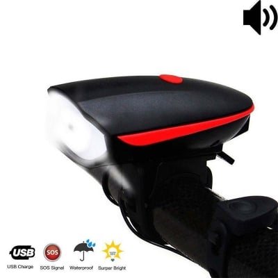 Picture of Rechargeable Bike Horn and Light 140 DB with Super Bright 250 Lumen Light 3 Modes