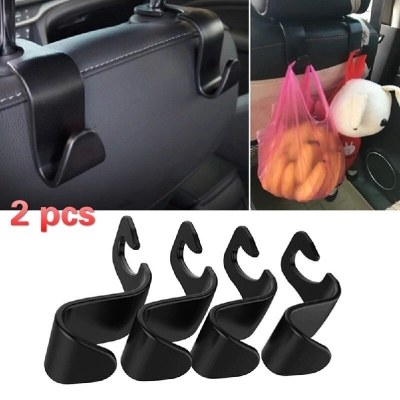 Picture of 2 PCS Universal Car Vehicle Back Seat Headrest Hanger Holder Hook for Shopping Bag Purse Cloth Coat Grocery Handbags Grocery Bag